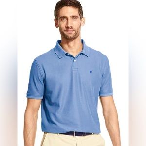 IZOD Advantage Performance Regular Fit Solid Polo Shirt Stretch Blue Mens Size L